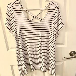 Black and white cross over t shirt